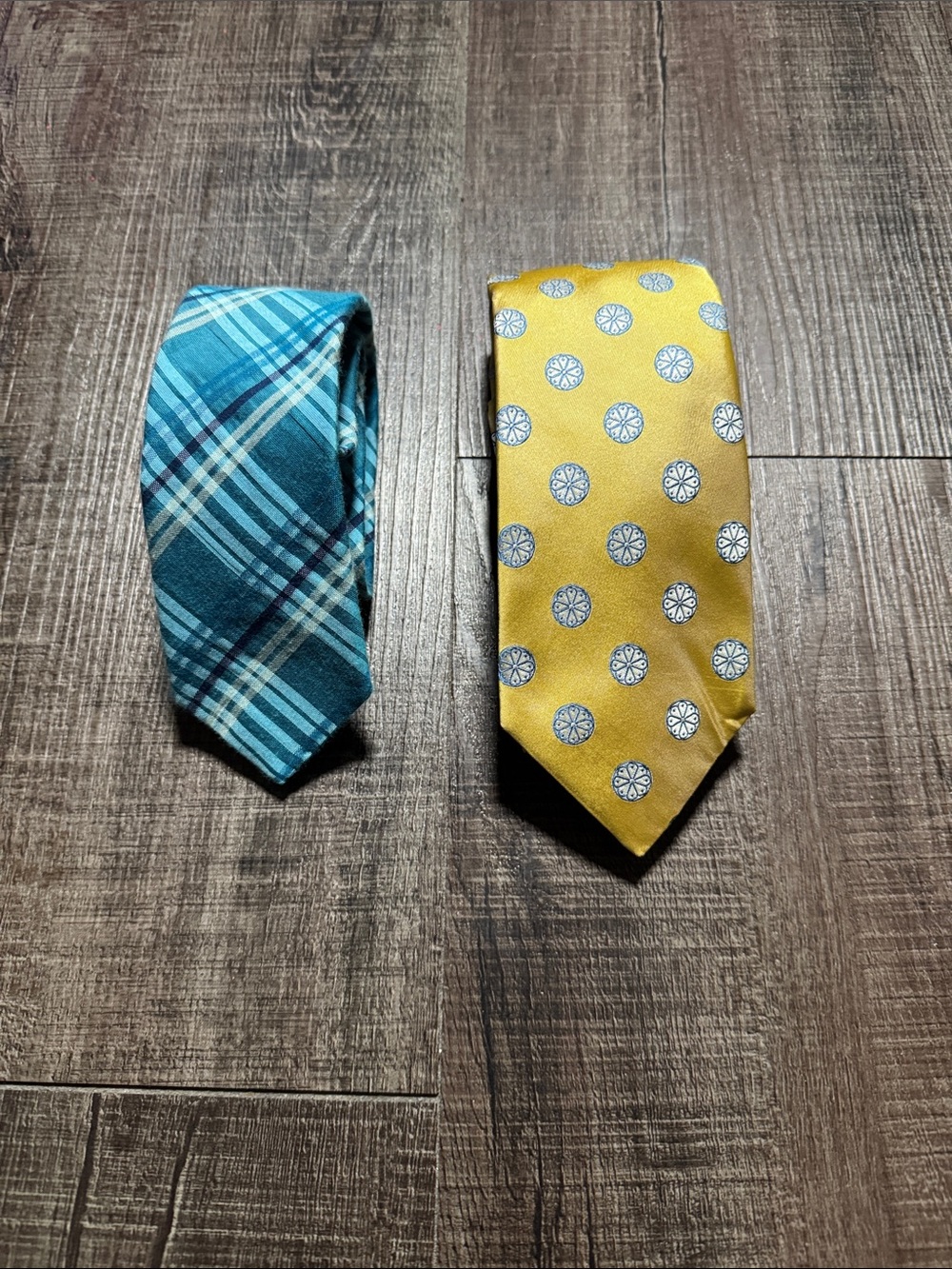Ted Baker London Yellow Polka Dot Tie & Teal Plaid Tie Set